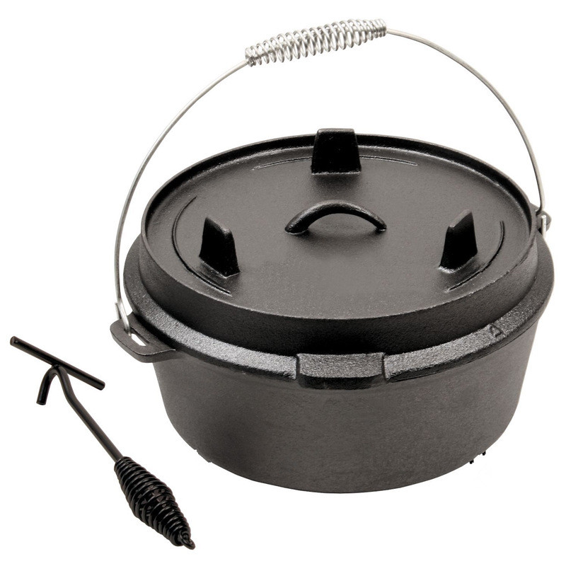 Camping Cooking Dutch Oven - 25cm Camp Oven Belanda pre-kawed besi