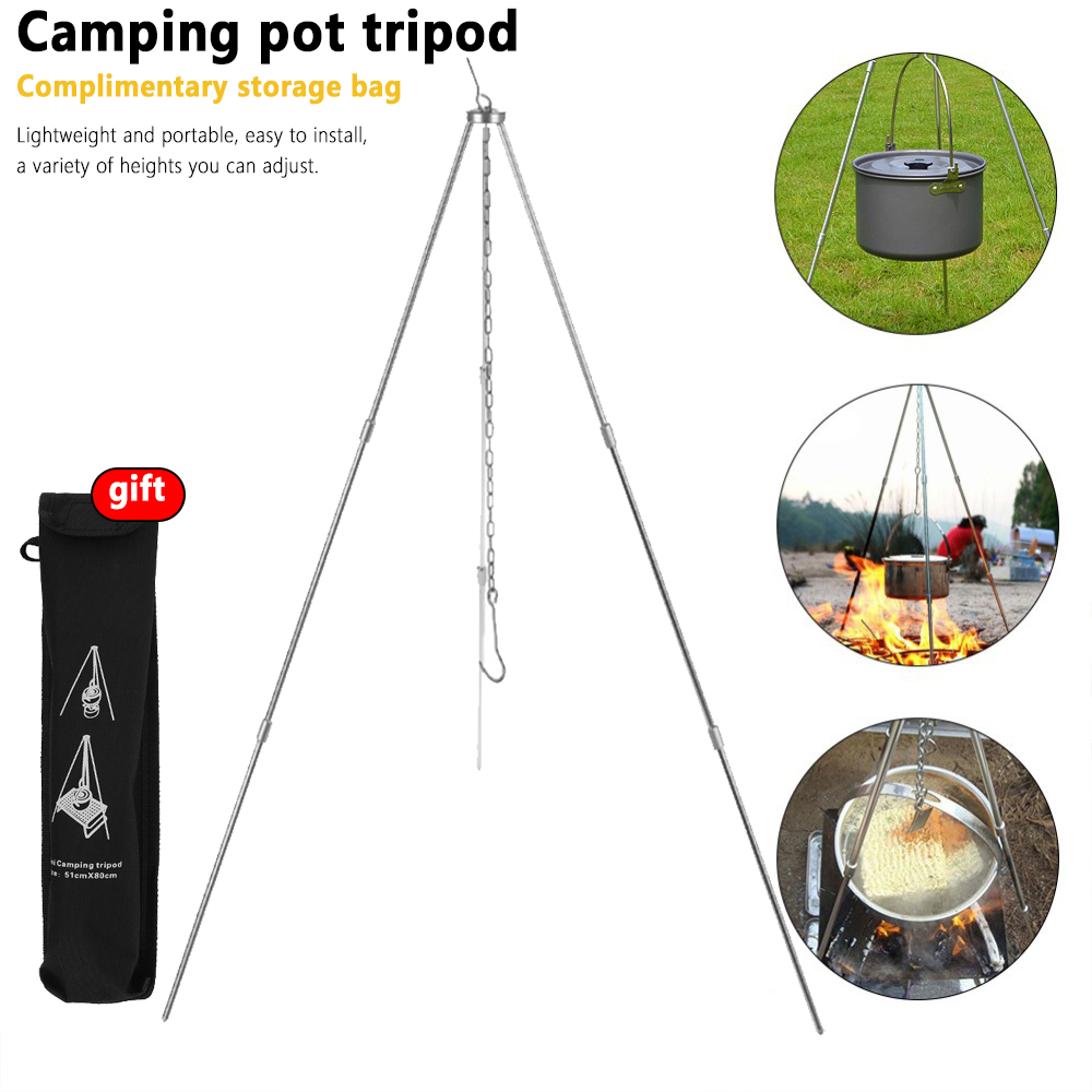 Camping Cooking Pot Tripod - Tripod Kemah api unggun, untuk panci