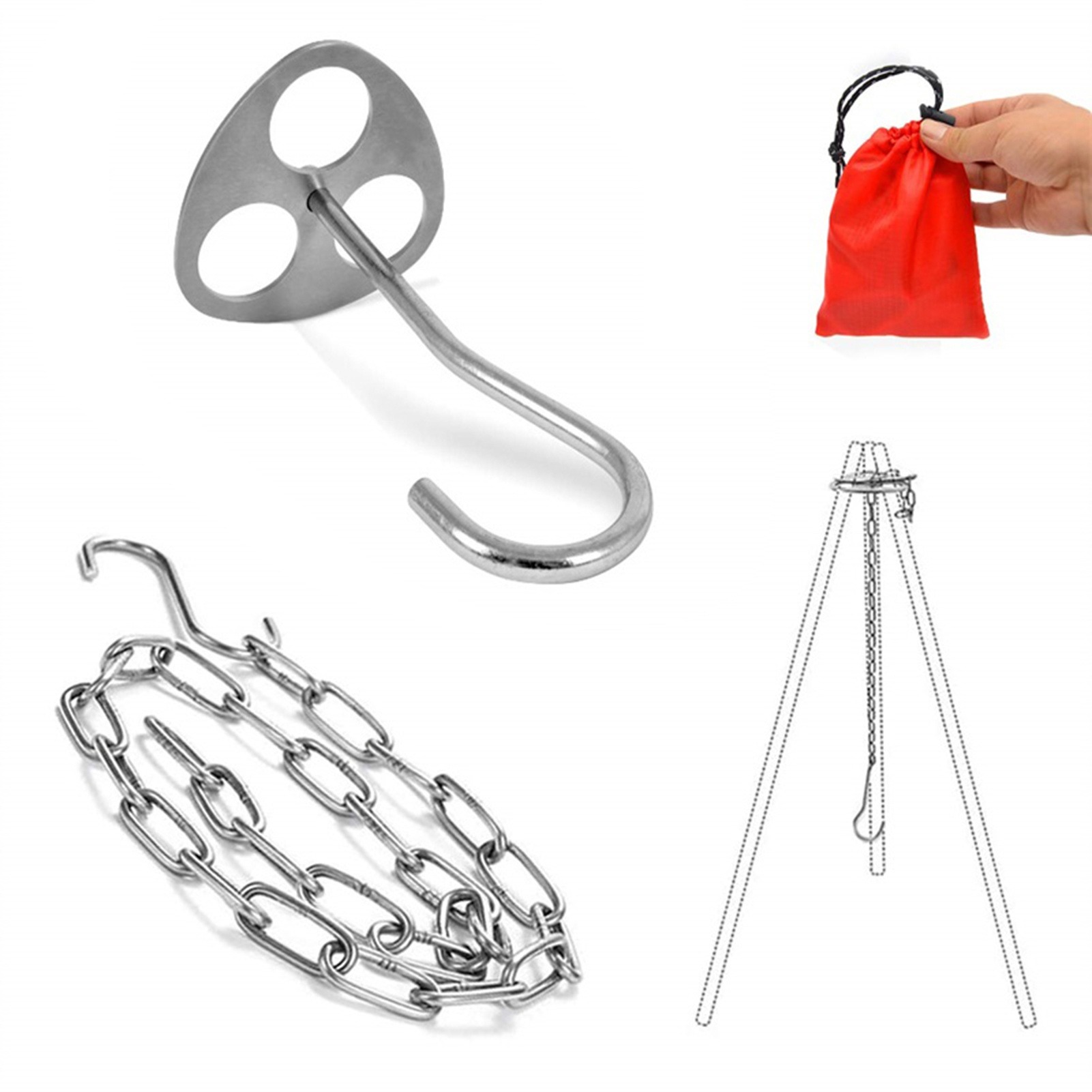 Camping Cooking Pot Tripod - Statif Tripod Camping dari Baja Anti