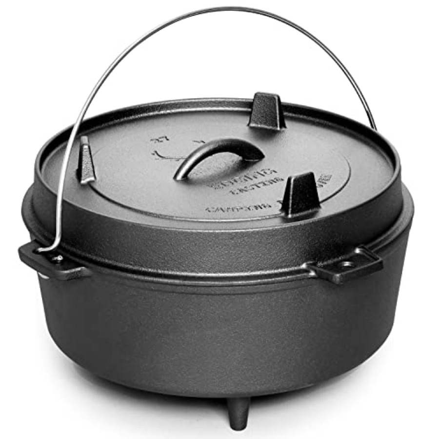 Camping Cooking Dutch Oven - Panci Besi Cor Berlapis Bumbu dengan