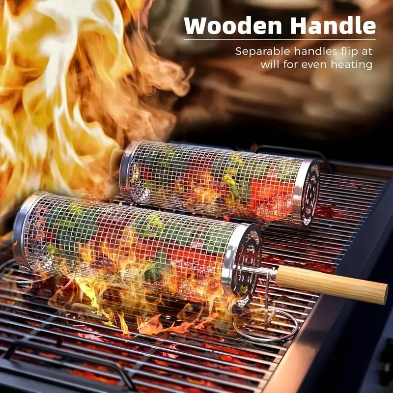 Camping Cooking Meat - Keranjang Panggangan BBQ Baja Tahan Karat,