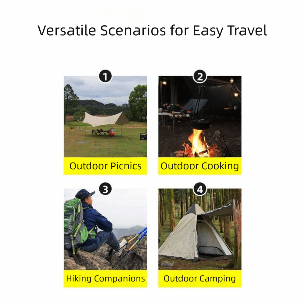 Camping Cooking Pot Tripod - Tripod Camping Portabel, Tinggi Dapat Disesuaikan,