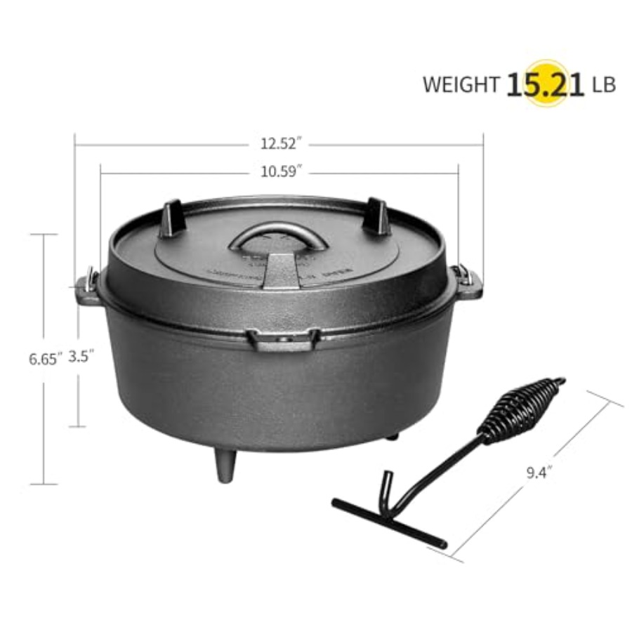 Panci Besi Cor Berlapis Bumbu  - Camping Cooking Dutch Oven ulasan dan harga